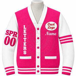 Greek sorority fraternity green and <b>white</b> <b>cardigan</b> v neck <b>knitted</b> women's sweaters chenille embroidery logo front button varsity - Product Image 5
