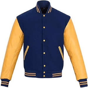 Custom Varsity Letterman <b>Jackets</b> Unisex Wool Blend Body <b>Faux</b> <b>Leather</b> Sleeves Ribbed Collar Cuffs College Fashion Outerwear - Product Image 1