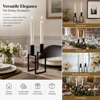 Vente en gros de porte-bougie double conique en métal géométrique moderne, noir et or, pour la décoration de table de mariage et de la maison