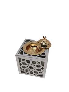 Brûle-encens traditionnel, objet de décoration de mariage islamique, centre de table en forme de croissant de lune pour le Ramadan, article cadeau musulman de luxe - Product Image 3