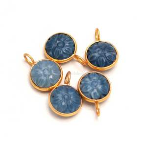 Colgante de flor de ópalo azul natural tallado a mano, amuleto de piedra preciosa, joyería de plata de ley 925, colgante de ópalo azul para joyería, 11 mm - Product Image 5