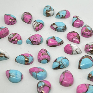 Pierres précieuses naturelles de qualité supérieure AAA+ en coton turquoise, forme poire, cabochons polis pour la fabrication de bijoux - Product Image 1