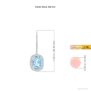 <span class=keywords><strong>Orecchini</strong></span> con <span class=keywords><strong>acquamarina</strong></span> taglio cuscino in oro giallo 14kt, chiusura a leva, gioielli raffinati con alone di diamanti, <span class=keywords><strong>orecchini</strong></span> pendenti, gioielli di lusso personalizzati OEM ODM - Product Image 2