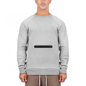 Sudadera Gris para Hombre, Cuello Redondo, Manga Raglán, con Bolsillo Delantero, Corte Regular, Tejido de Algodón, Estilo Casual para Otoño, Todas las Tallas - Product Image 1