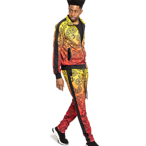 Ensemble de survêtement d'hiver pour homme, coupe-vent, 100% polyester, 2 pièces, veste zippée et pantalon, vêtements de sport hip-hop - Product Image 1