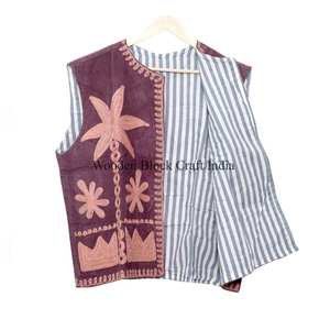 Elegantes Chalecos de Mujer con Bordado Floral de Algodón, Sin Mangas, Cortos, para Invierno y Otoño, Hechos a Mano, para Eventos y Fiestas - Product Image 5