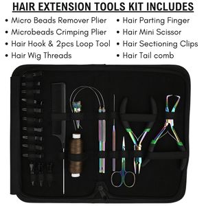 Kit complet d'outils et d'accessoires pour extensions de cheveux à clipser avec 100% de cheveux humains pour salons professionnels et coiffure à domicile - Product Image 6