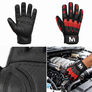 MALUZA INDUSTRIES Heavy Duty Anti-Impact Mechanic Safety <b>Gloves</b> Anti-Slip Touchscreen Reinforced Cuff 10 Inch Polyester - Product Image 5