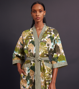 Kimono de Algodón Tejido a Mano con Estampado de Aves, Estilo Bohemio, para Novia, Ropa de Estar por Casa, Verano, Primavera, Secado Rápido, Cuello en V, Manga Larga - Product Image 1