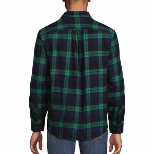 Camisa de Franela a Cuadros de Manga Larga para Hombre, Azul Oscuro y Verde, Estilo Casual con Botones, Cuello Clásico, Manga Larga, Tejido Transpirable, Estilo Otoñal - Product Image 3