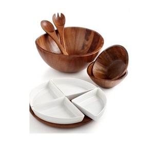Bol de service en bois de qualité supérieure pour salades fraîches, fruits, pain, en-cas et une élégance rustique charmante pour la table à manger - Product Image 4