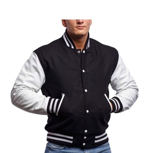 Chaqueta universitaria con logotipo personalizado para hombre, chaqueta universitaria de béisbol con mangas de cuero bordadas, chaqueta universitaria con letras para hombre - Product Image 4