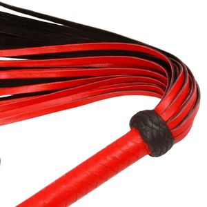 <b>Leather</b> Whip Red with Black Handle and Braided Loop - Product Image 3