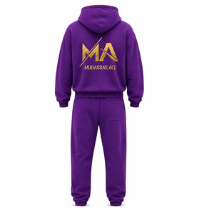 MUDASSAR APPAREL ENTERPRISES Chándal Vintage Morado para Hombre con Capucha, 100% Algodón, Logotipo Estampado, Cordón Ajustable, Tallas Grandes - Product Image 5