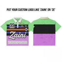 Kemeja Pria Lengan Pendek Sporty 170gsm Rajutan Solid Bernapas Spandex Polyester Premium Panel Kontras Logo Kustom