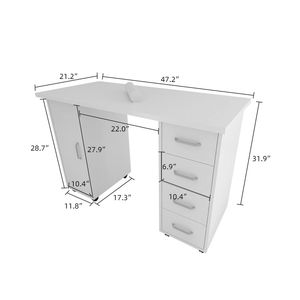 Tavolo da Manicure Bianco YF a Doppio Bordo con Cassetto, Postazione Premium per la Cura delle Unghie - Product Image 6