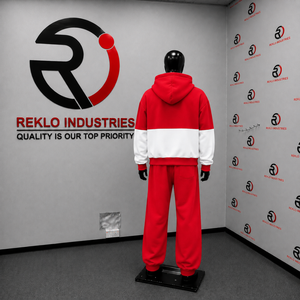 Red <b>White</b> Color Block Tracksuit <b>Men</b> Full Zip Hoodie With Matching <b>Jogger</b> Pants Premium Two Piece Athletic Set Modern Streetwear - Product Image 4