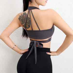 Nouveau Soutien-gorge de Sport Sexy à Cordon de Serrage pour Femme, Col en V, pour Yoga, Fitness, Course et Entraînement, avec Dos Élégant - Product Image 4