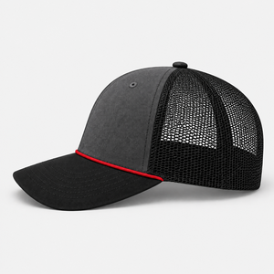 Gorra Trucker de 6 Paneles con Detalle de Cuerda Roja, Estilo Retro, Malla Transpirable, Cierre Ajustable, Frente en Blanco para Logotipo Personalizado, Venta al por Mayor, Gorra Streetwear - Product Image 2