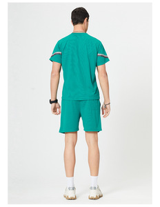 Conjunto Deportivo de Verano para Hombre, Camiseta y Pantalones Cortos de Punto de Secado Rápido, Color Verde Azulado Sólido - Product Image 2