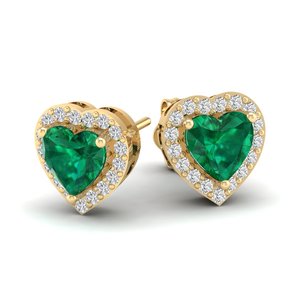 REYES New Arrival 14K Solid Gold IGI Certified Diamond Screw <b>Back</b> Stud <b>Earrings</b> Heart Shape 1.5 Carat Emerald Gemstone Jewelry - Product Image 6