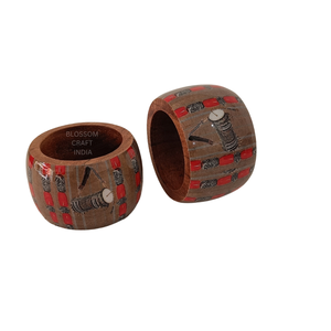 Anneaux de serviette en bois de qualité supérieure avec autocollants en émail colorés, design unique, vaisselle décorative artisanale de haute qualité - Product Image 2