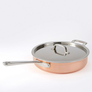 Classic Stainless Steel Fry <b>Pan</b> <b>with</b> <b>Lid</b> Tri-Ply Induction Compatible Heavy Bottom Deep Frying <b>Pan</b> for Professional Kitchens - Product Image 3