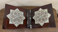 Cadeaux de l'Aïd : Support de Coran en bois massif écologique, design ferme champêtre, forme étoile sculptée, décoration de table en nacre