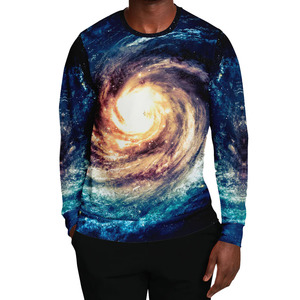 Sudadera con Estampado de Galaxia para Hombre, Cuello Redondo, Corte Regular, 100% Poliéster, Estilo Casual, para Otoño - Product Image 1