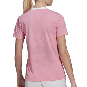 Women V-Neck Short Sleeve T-<b>Shirt</b> Pink 100% Polyester Quick Dry Casual Spring Summer Regular Fit - Product Image 2
