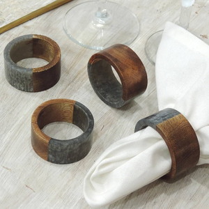 Anillo para servilletas de resina y madera de último diseño, hecho a mano con materiales mixtos, increíble anillo redondo de resina epoxi y madera al precio más bajo. - Product Image 4