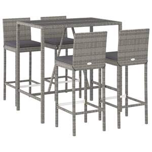 Ensemble de bar de jardin en rotin PE gris avec repose-pieds, élégant ensemble de repas d'extérieur - Product Image 3