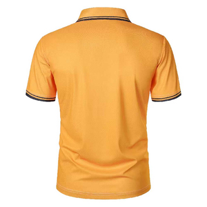 เสื้อเชิ้ตแขนสั้นสีเหลืองสำหรับผู้ชาย คอปก สไตล์ลำลอง เหมาะสำหรับกอล์ฟ เทนนิส  รับสกรีนโลโก้  บริการ OEM สำหรับธุรกิจลำลอง - Product Image 2