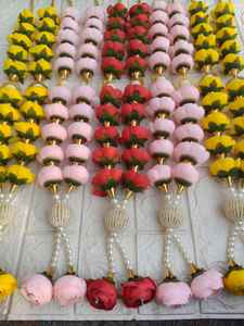 Guirnaldas de boda Mala Nikah para novia y novio, guirnalda de peonías hecha a mano para boda india, Varmala de rosas, Jaimala y guirnalda de rosas rojas. - Product Image 6