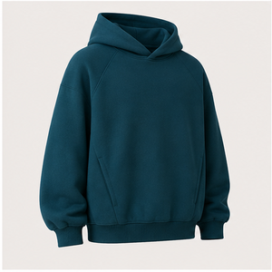 เสื้อฮู้ดดี้ผู้ชายสีเขียวอมฟ้าแบบสวมใส่สบาย ทรงโค้งมน ไม่มีเชือกผูก กระเป๋าข้าง ผ้าฟลีซเนื้อนุ่มพิเศษ รุ่น MHOOD-0048 - Product Image 3