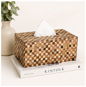 Caja de pañuelos de madera a cuadros hecha a mano de primera calidad, soporte ecológico para servilletas de madera de acacia para el hogar, la oficina y hoteles de lujo. - Product Image 4