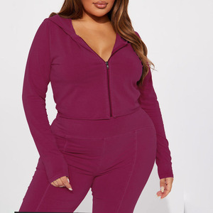 Best Quality 2026 Women's Purple 2-Piece Knitted Set Long Sleeve Zipper <b>Top</b> Flare Pants Solid Color Slim Fit Women Washed Set - Product Image 3
