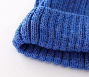 หมวกบีนนี่ถักมือ สีน้ำเงินล้วน อะคริลิก 100% สำหรับผู้ใหญ่ ใส่ได้ทั้งชายและหญิง หมวกฤดูหนาวลำลอง ขนาด 56-58 ซม. - Product Image 3