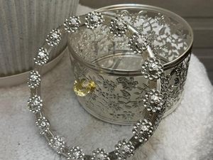Handmade Metal Dry Fruit Box Floral Design Clear <b>Lid</b> Glam Storage Case for Gifting Wedding Occasion - Product Image 2