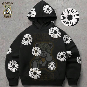 Sudadera con Capucha de Alta Calidad con Estampado Puff para Hombre, Personalizada, Mezcla de Algodón y Felpa, Gruesa, para Invierno, Estilo Urbano, OEM - Product Image 1