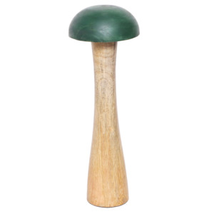 Handcrafted Green Wooden Mushroom Sculpture Home <b>Decor</b> Accent - Aqdus Saleem - Product Image 1