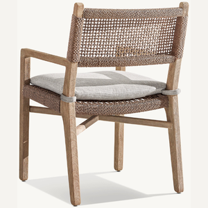 Une chaise longue en teck de style moderne avec de jolis accents en rotin et des coussins doux et confortables. - Product Image 6