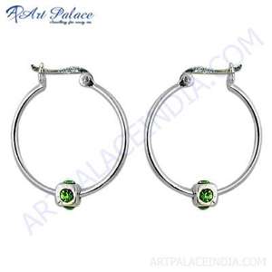Pendientes de plata de moda con diseño de cristal elegante de piedras preciosas CZ verde - Product Image 1