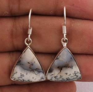 Natural Dendritic <b>Opal</b> <b>Earrings</b> 925 Sterling Silver Handmade Shalin Gemstone Drop <b>Earrings</b> Wholesale Unique Dendrite Jewelry - Product Image 1