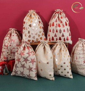 Natural Burlap Small Jewelry <b>Pouch</b> with <b>Drawstring</b> for Sustainable Gift Wrapping - Product Image 1