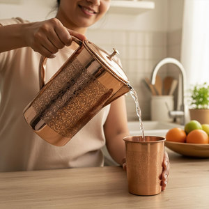 Mug FAIZA CRAFT en cuivre pur de qualité supérieure, design classique, écologique, avec poignée en laiton - Product Image 5