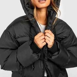 Manteau d'hiver rembourré épais en polyester doré réversible de qualité supérieure, grande taille, imperméable, tricoté, avec capuche en fourrure - Product Image 2