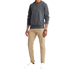 Sudadera de Cuello Redondo Gris para Hombre, Corte Regular, Color Sólido, Tejido de Algodón, Estilo Casual para Otoño - Product Image 1