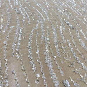 ผ้าปักลูกปัดคุณภาพสูง งานแฮนด์เมด ประดับเลื่อมสีทอง ผ้าตาข่ายลูกไม้ สำหรับชุดแต่งงาน เสื้อผ้าแฟชั่นหรูหรา ขายส่ง - Product Image 2