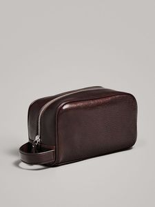 Trousse de Toilette en Cuir Taille Moyenne avec Fermeture Éclair, Poignée Souple, Étui Cosmétique Classique pour Voyage - Product Image 2